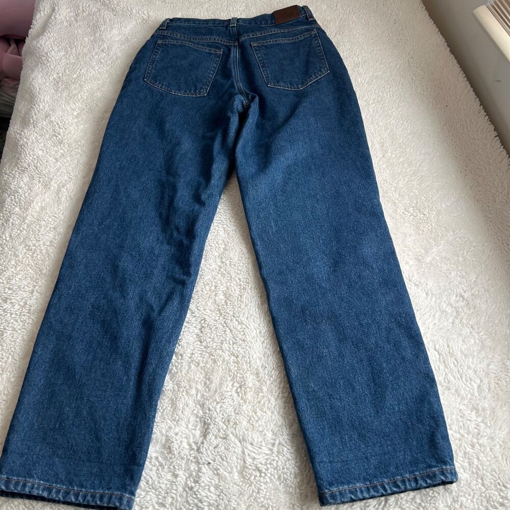 L.L.Bean Jeans Womens 12 Blue Relaxed Straight Fleece Lined Farmer Work Outdoors - Picture 3 of 6